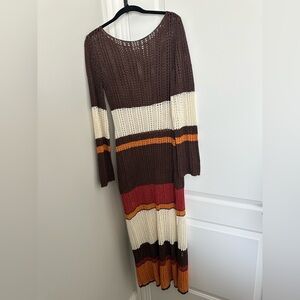 NA-KD FASHION Knitted multi striped maxi dress